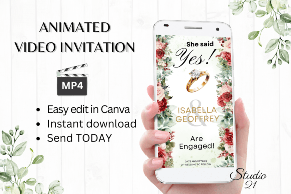 Announce Your Engagement with a Digital Red Roses Evite