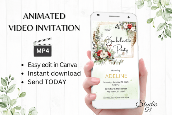Christmas Bachelorette Party Evite W6182: Festive & Fast