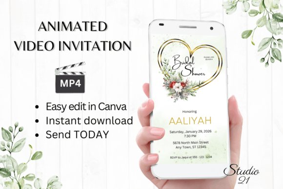 Christmas Bridal Shower Invite W4188: Festive Digital Invitations
