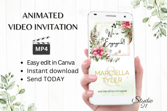 Christmas Engagement Announcement W1192B: Your Festive Digital Evite