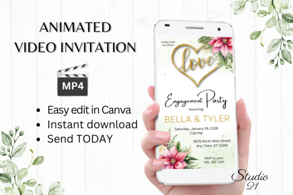 Christmas Engagement Party Invite W1190: Your Digital Celebration Starter