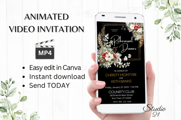 Christmas Rehearsal Dinner Invite W7183: A Festive Digital Solution