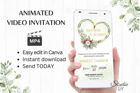 Christmas Wedding Brunch Invite W9188: Festive Digital Elegance