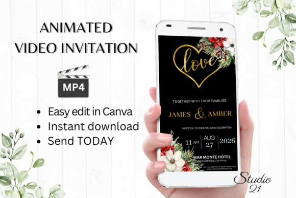 Christmas Wedding Invitation W8181: A Festive Digital Evite Template