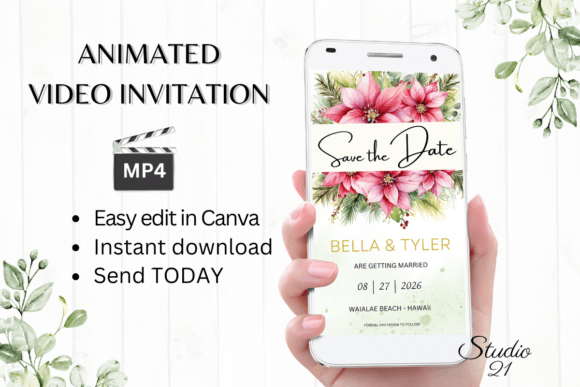 Digital Save the Date Announcement W2196: Modern Animated Style