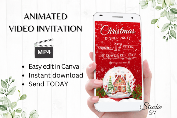 Electronic Snow Globe XMas Invitation: Your Festive Digital Template