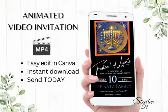 Illuminate Your Celebration with a Dynamic Hanukkah Invitation