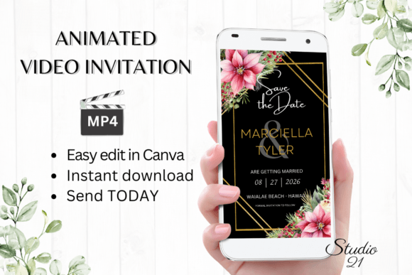 Modernize Your Invitations with Digital Save the Date Announcement W2195