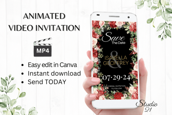 Red Roses Save the Date Invite W2241: A Digital Design Deep Dive